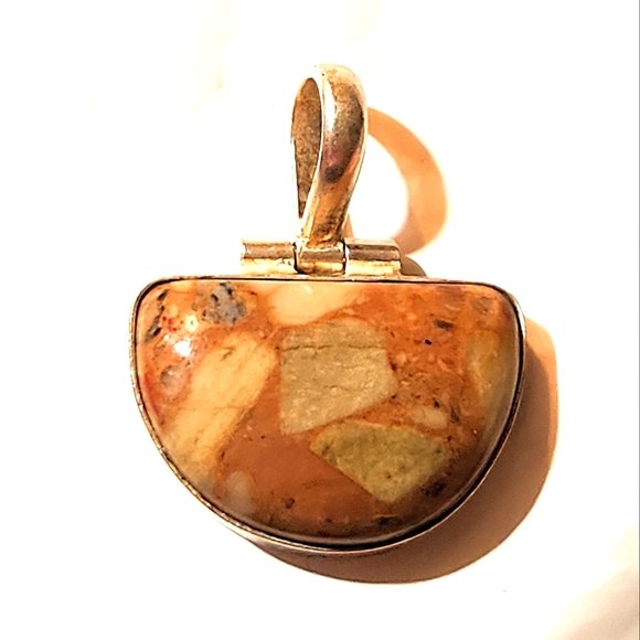 Wondering, Super-Chunky,XLarge, Semi-Circle-Shape Natural Stone Cabochon Pendant - Picture 3 of 7